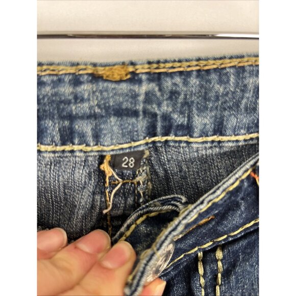 True Religion Vintage Joey Low Rise Flared Embroidered Jeans Womens Size 28 - Picture 6 of 13